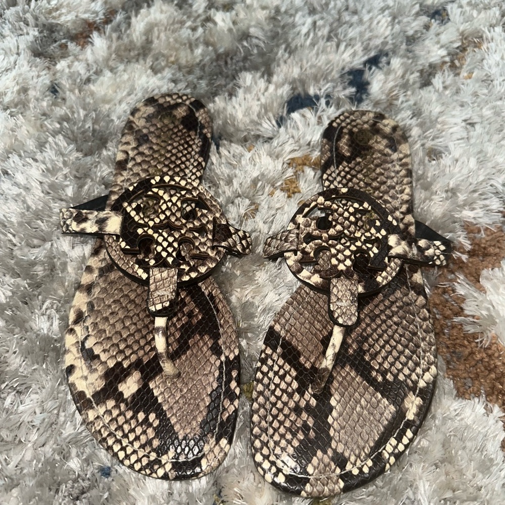 Tory Burch Snake Skin Flip Flops